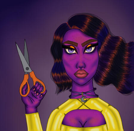 purple alien girl